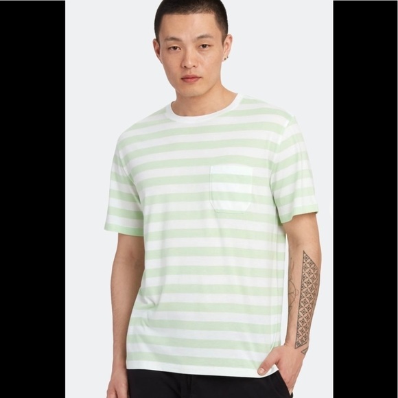 Richer Poorer Neo Mint Striped Short Sleeve Tee Crewneck T Shirt - Picture 1 of 3